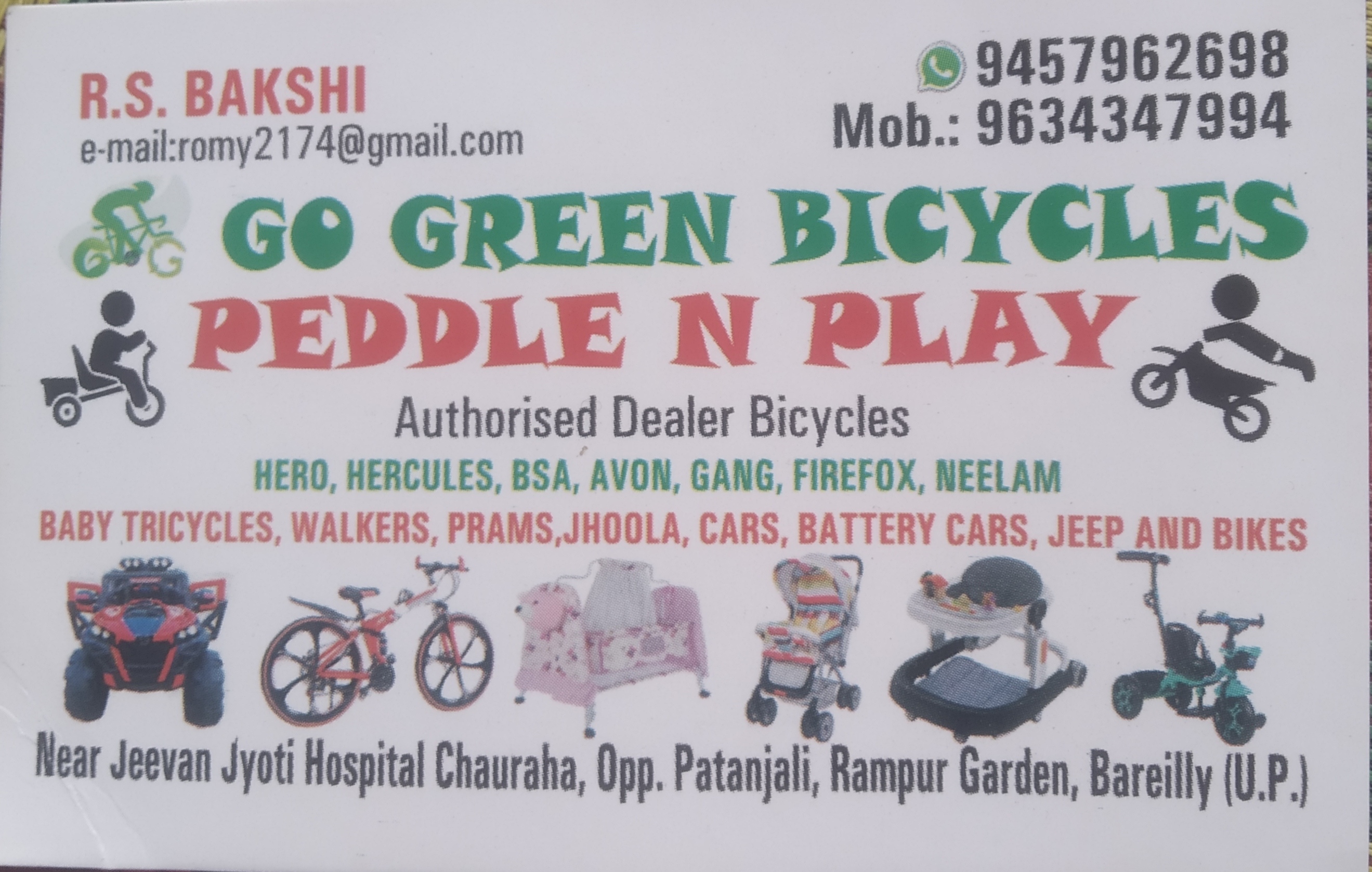 GO GREEN BICYCLES PEDDLE  N  PLAY 